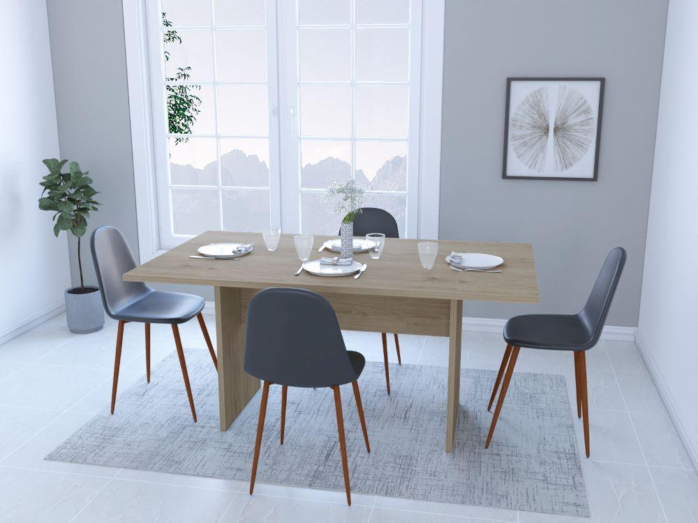 Comedor Azalea Beige Incluye Cuatro Sillas Negras.