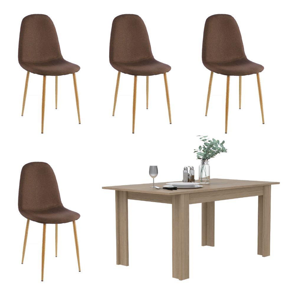 Comedor Loto Beige Incluye Cuatro Sillas Chocolate.