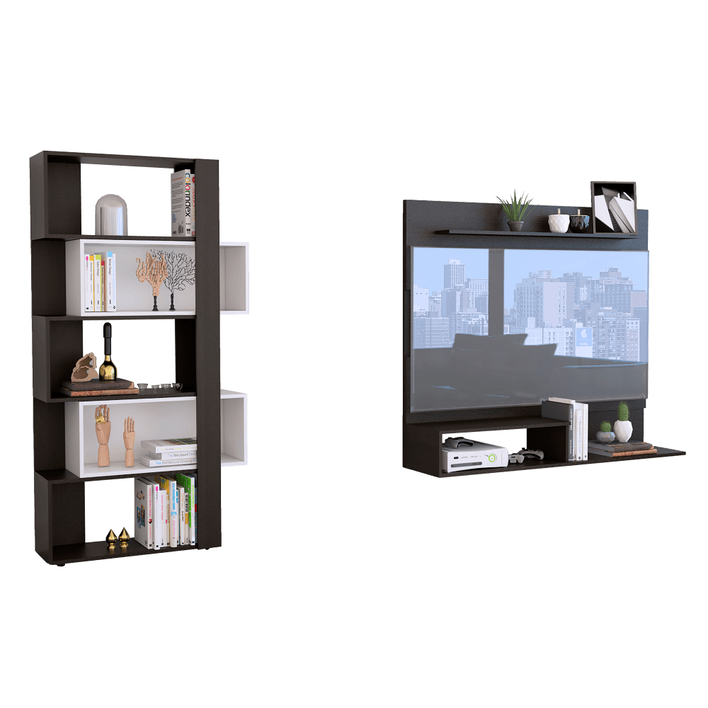 Combo Para Sala Louis, Incluye Panel Tv Y Biblioteca Cubo.