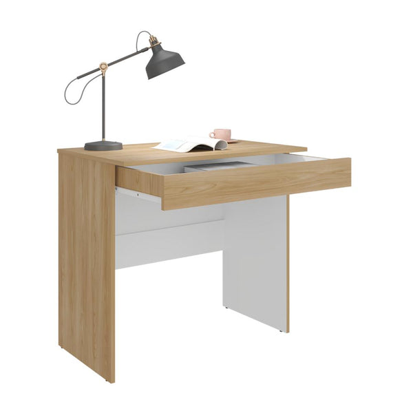 Escritorio Colima, Fresno Europeo y Blanco, con Entrepaños y Cajon