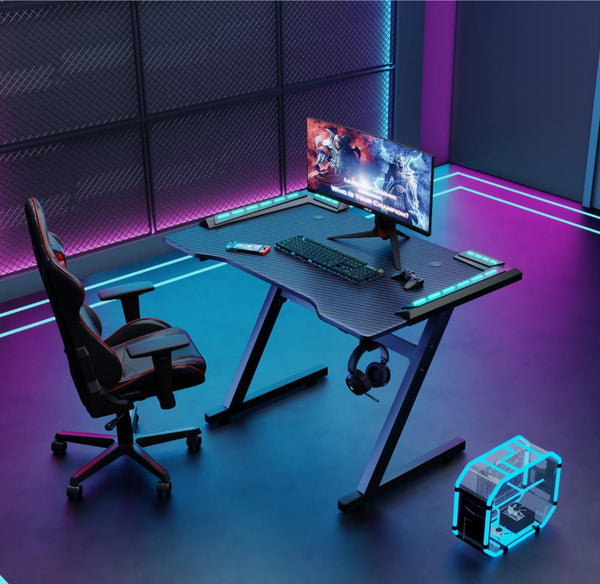 Escritorio Gamer Silver, Negro, Estructura Metalica