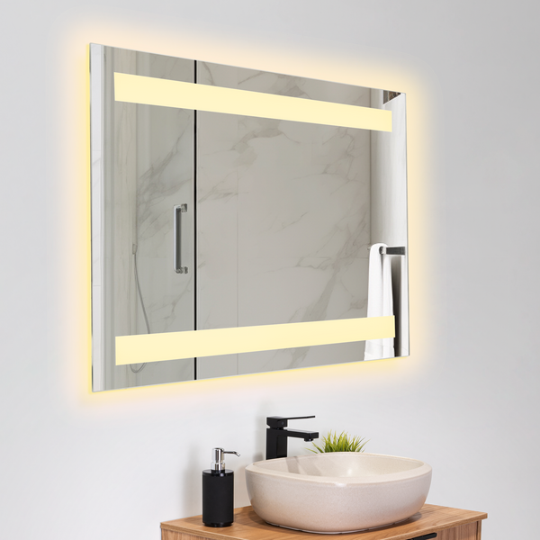 Espejo Rectangular Udine, Gris, con Luz Led