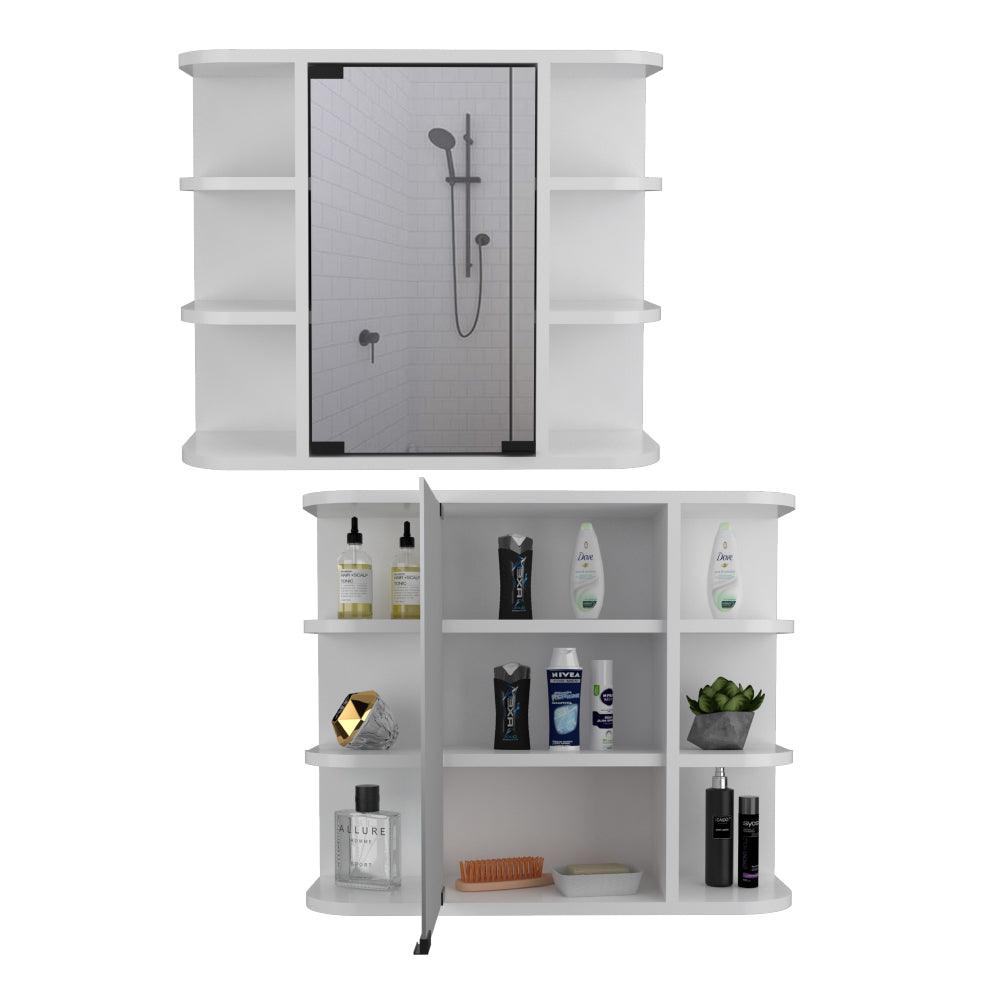 Gabinete de Baño Delio, Blanco, con Una Puerta de Espejo Abatibley Seis Entrepaños ZF X2 - VIRTUAL MUEBLES