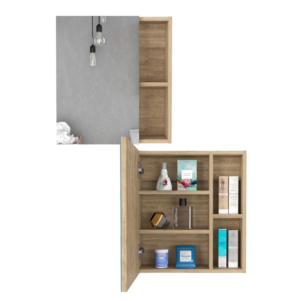 Gabinete de Baño Labell, Miel, con Puerta Espejo y Entrepaños ZF X2 - VIRTUAL MUEBLES