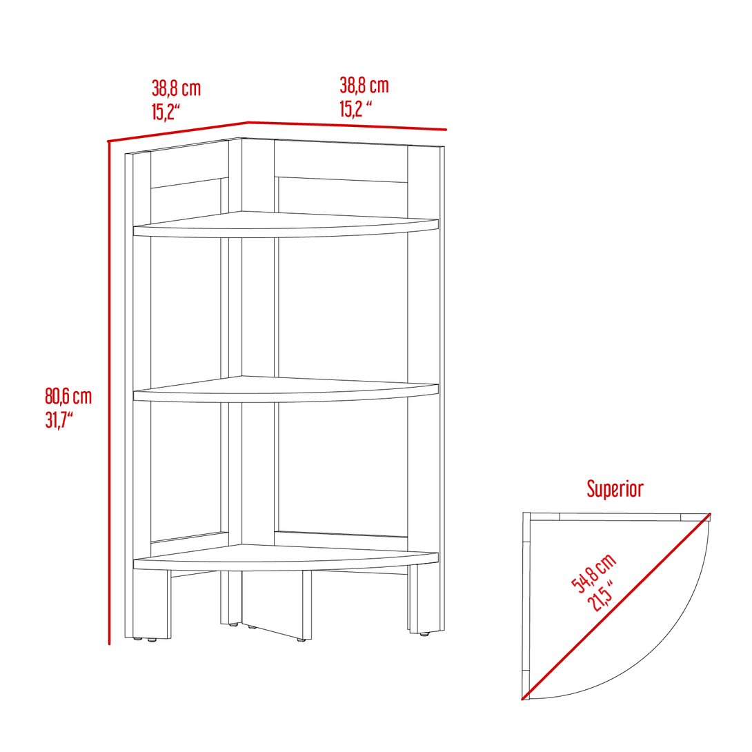 Mesa Auxiliar Esquinera, Athos,Wengue, con Tres Entrepaños - VIRTUAL MUEBLES