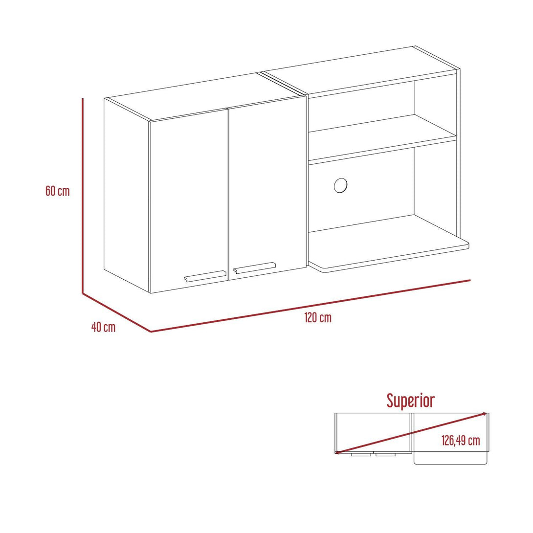 Gabinete Superior Coppi color Moreno y Blanco para Cocina.