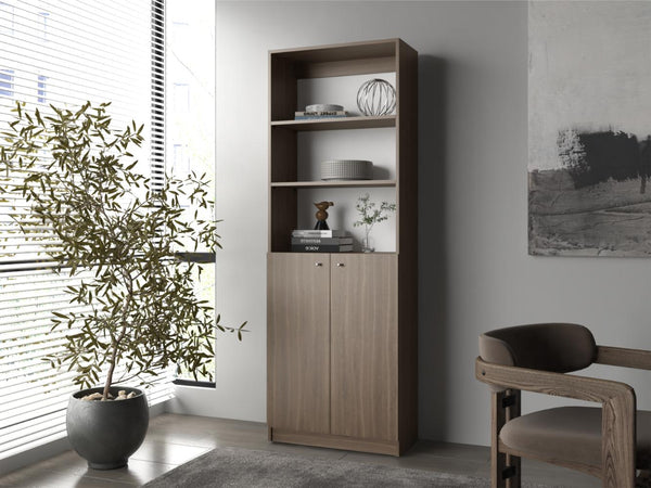 Biblioteca Home, Milan y Blanco Duqueza, con Cinco Entrepaños y Dos Puertas Abatibles