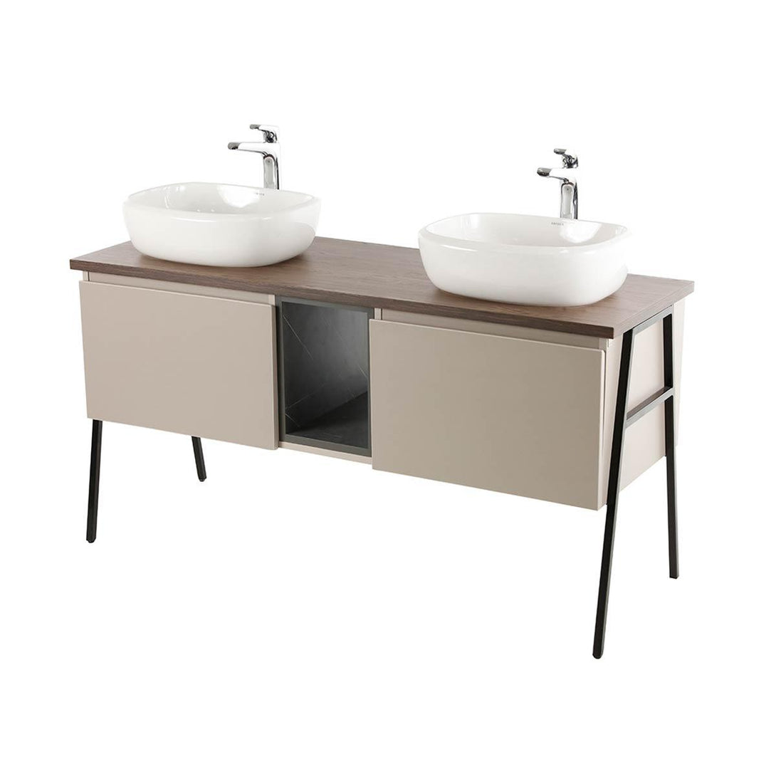 Mueble Lavamanos Rahim color Chocolate y Cocoa para Baño.