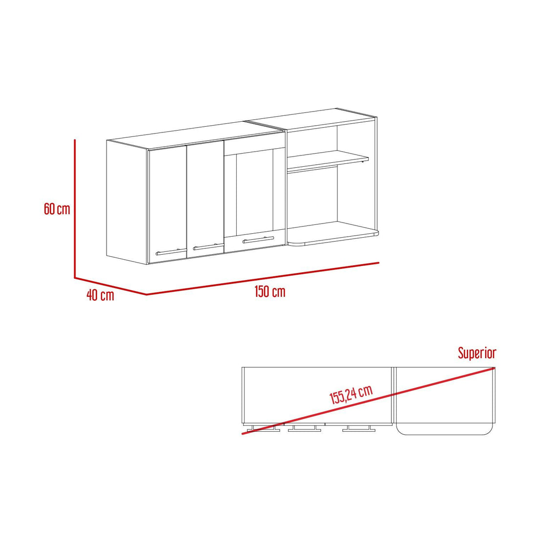 Gabinete Superior Kazán, Beige y Gris, con Gran Capacidad de Almacenamiento - VIRTUAL MUEBLES