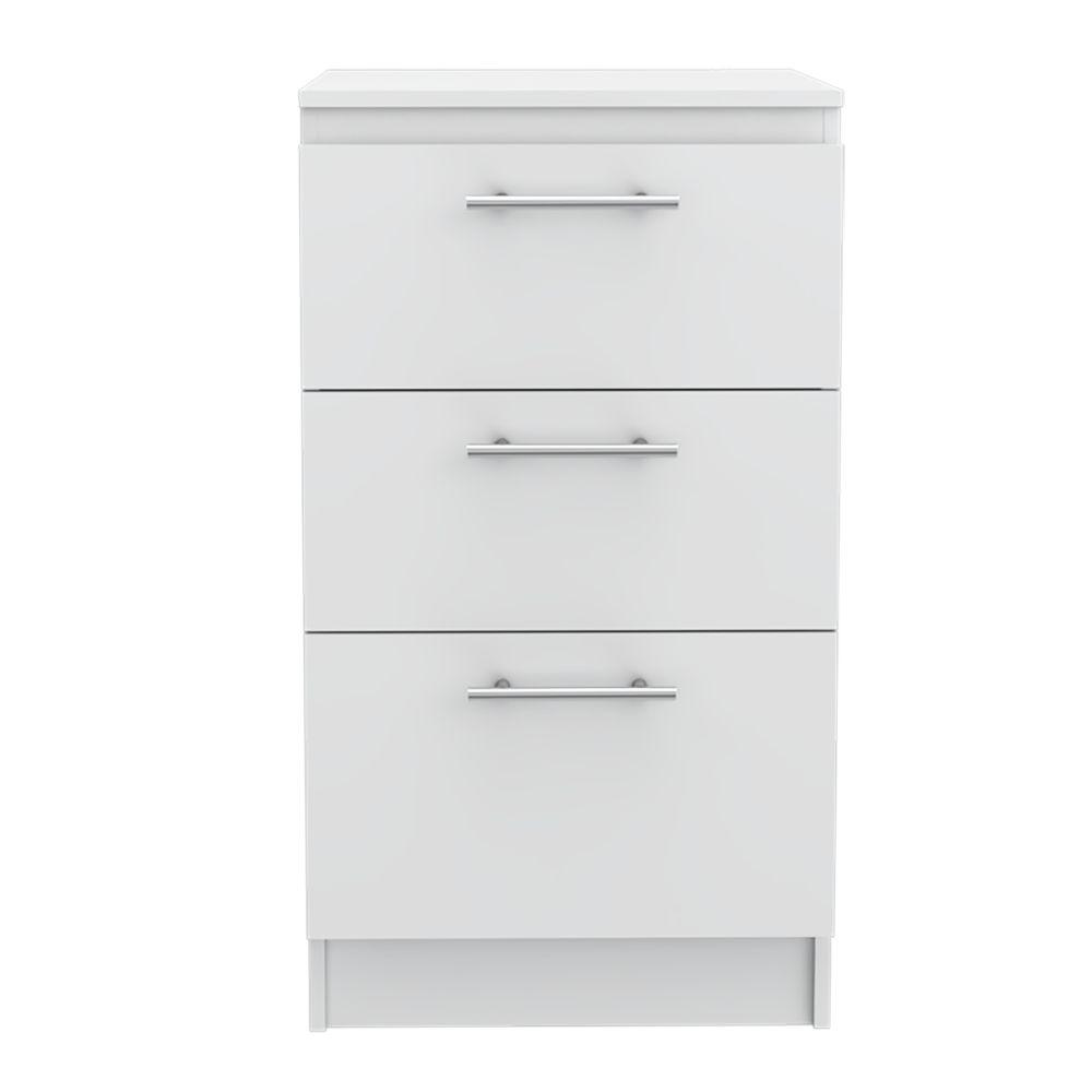 Mueble Inferior Blondy, Blanco, Con Tres Cajones Y Amplio Espacio De Almacenamiento Interno - VIRTUAL MUEBLES