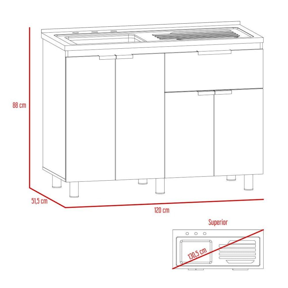 Gabinete Inferior Diamante color Gris para Cocina.