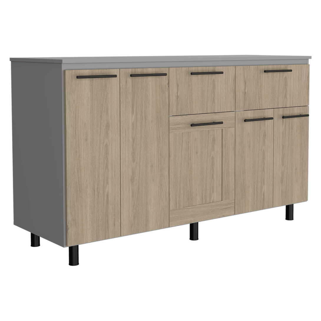 Gabinete Inferior Kazán, Beige y Gris, con Gran Capacidad de Almacenamiento - VIRTUAL MUEBLES