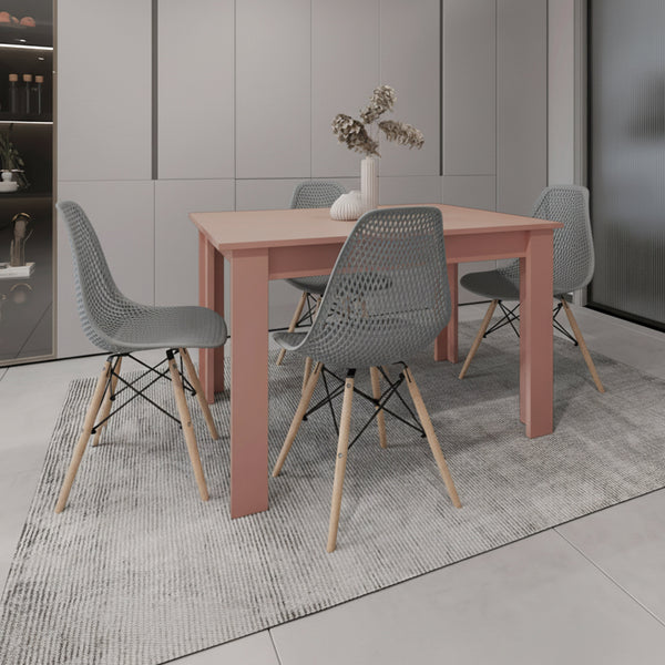 Combo Zenda, Incluye Comedor Y 4 Sillas Con Espaldar En Color Gris