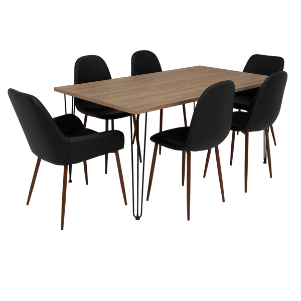 Combo Comedor Bomira, Miel, Wengue y Café Claro, Incluye Comedor y 6 Sillas - VIRTUAL MUEBLES