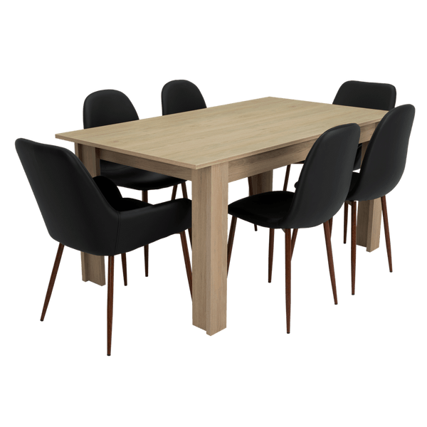 Combo Comedor Limea, Beige, Wengue y Café Claro, Incluye Comedor y 6 Sillas - VIRTUAL MUEBLES