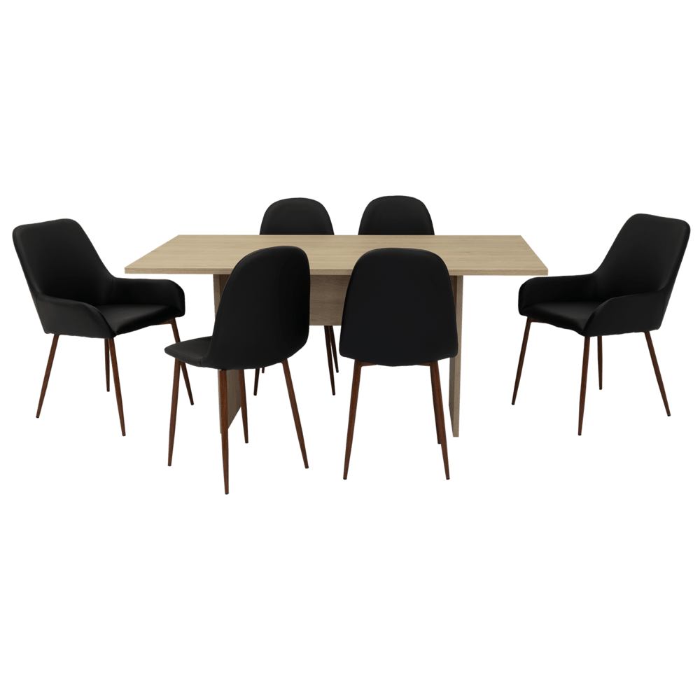 Combo Comedor Demby, Beige, Wengue y Café Claro, Incluye Comedor y 6 Sillas - VIRTUAL MUEBLES