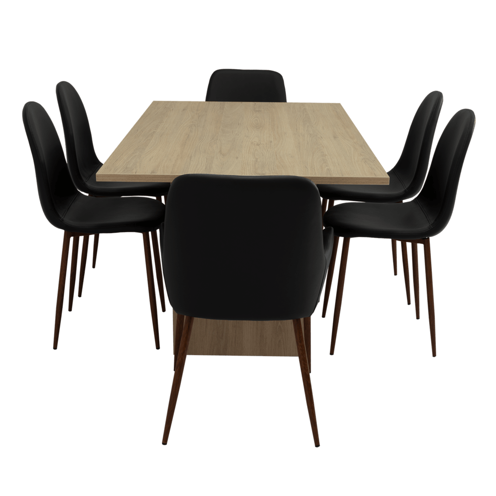 Combo Comedor Demby, Beige, Wengue y Café Claro, Incluye Comedor y 6 Sillas - VIRTUAL MUEBLES