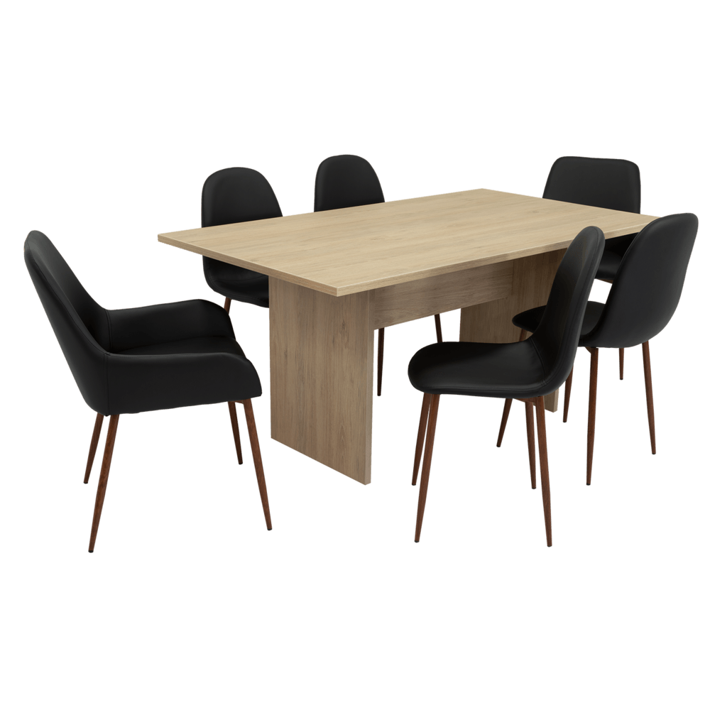 Combo Comedor Demby, Beige, Wengue y Café Claro, Incluye Comedor y 6 Sillas - VIRTUAL MUEBLES