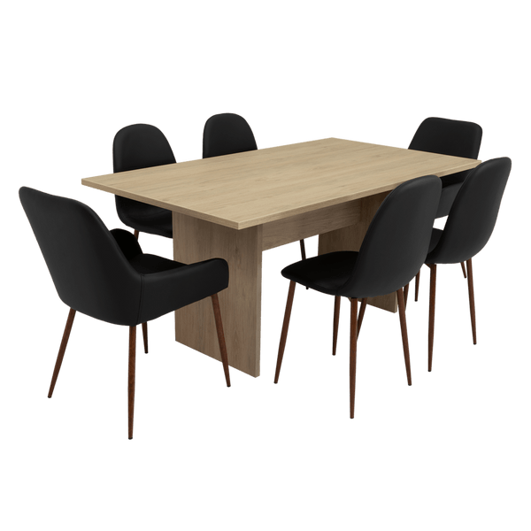 Combo Comedor Demby, Beige, Wengue y Café Claro, Incluye Comedor y 6 Sillas - VIRTUAL MUEBLES