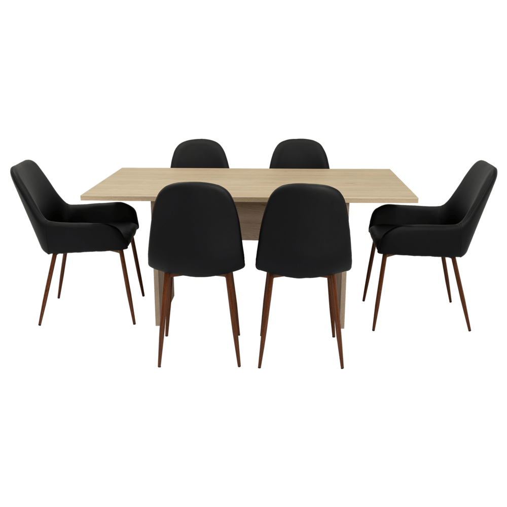 Combo Comedor Demby, Beige, Wengue y Café Claro, Incluye Comedor y 6 Sillas - VIRTUAL MUEBLES