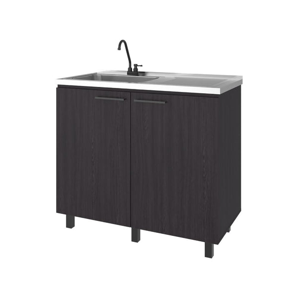 Gabinete Inferior Cantabria, Kronos Wengue, con dos Puertas Abatibles- Mesón Izquierdo y Grifería ZF