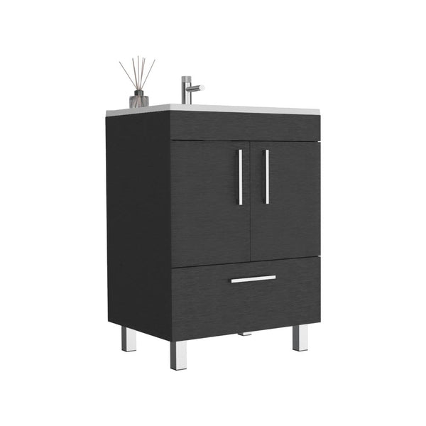Mueble Lavamanos Homer, Wengue, con Un Cajón y Dos Puertas Batientes ZF