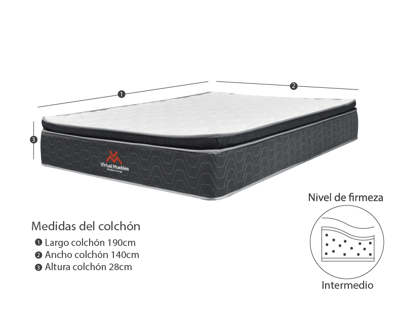 Combo para Habitación Fenix, incluye Cama Doble y Colchón.