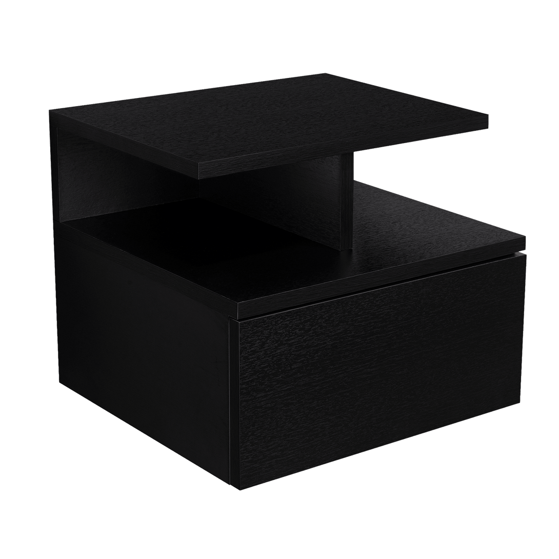 Mesa de Noche Flotante Nube, Wengue con un Cajón y División de dos Entrepaños ZF - VIRTUAL MUEBLES