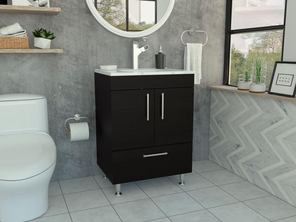 Mueble Lavamanos Homer color Wengue Para Baño.