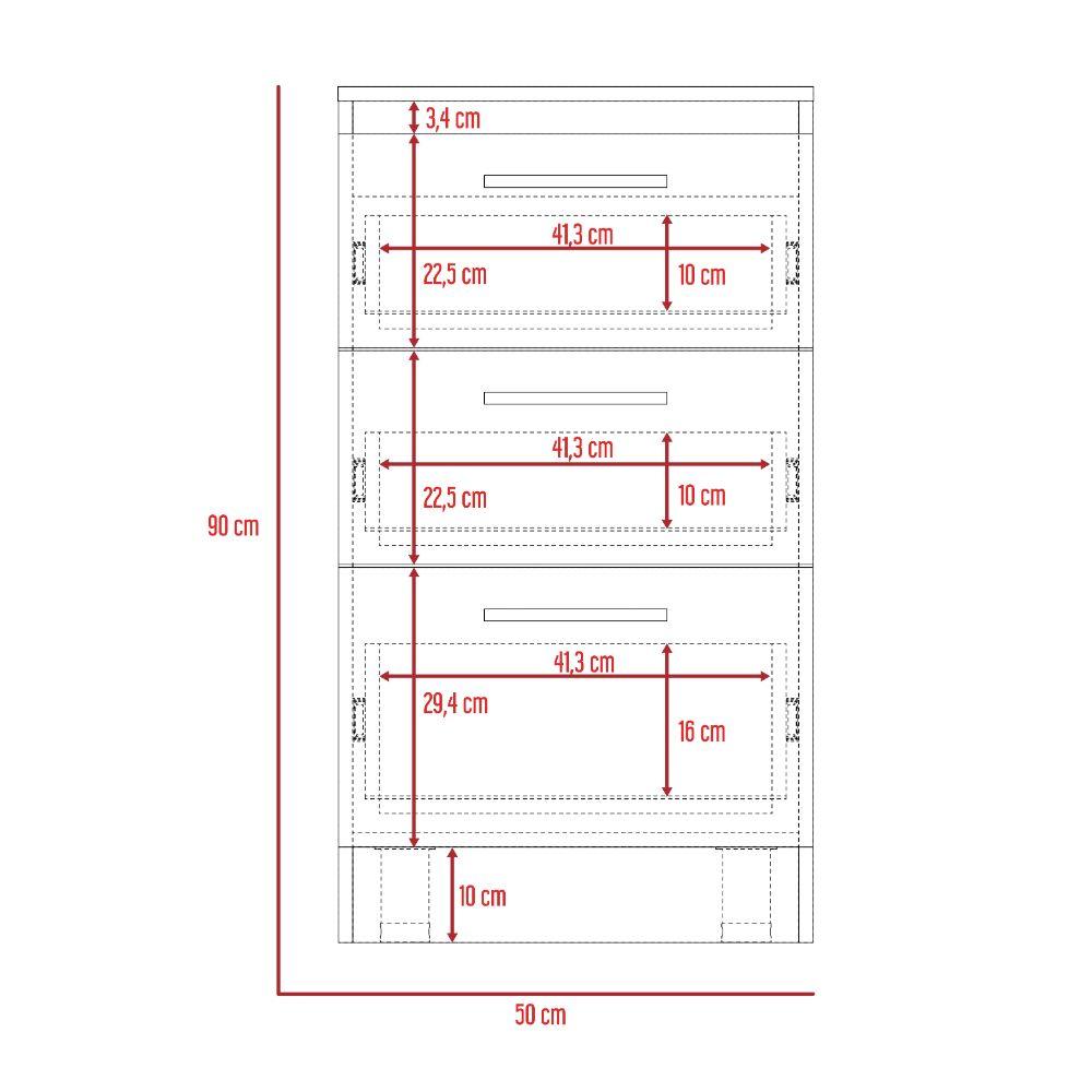 Mueble Inferior Blondy, Blanco, Con Tres Cajones Y Amplio Espacio De Almacenamiento Interno - VIRTUAL MUEBLES