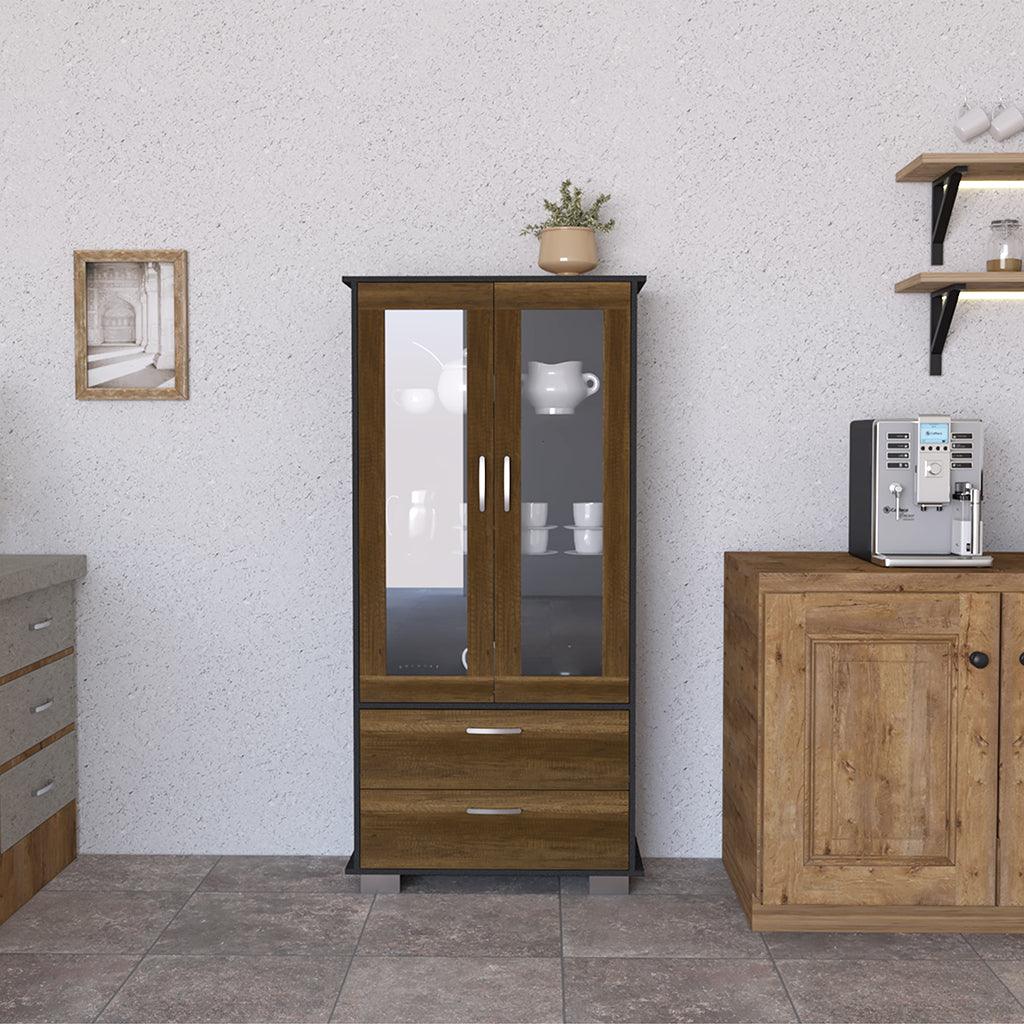 Mueble Multiusos Clasic, Wengue y Cobre, con Dos Cajones - VIRTUAL MUEBLES