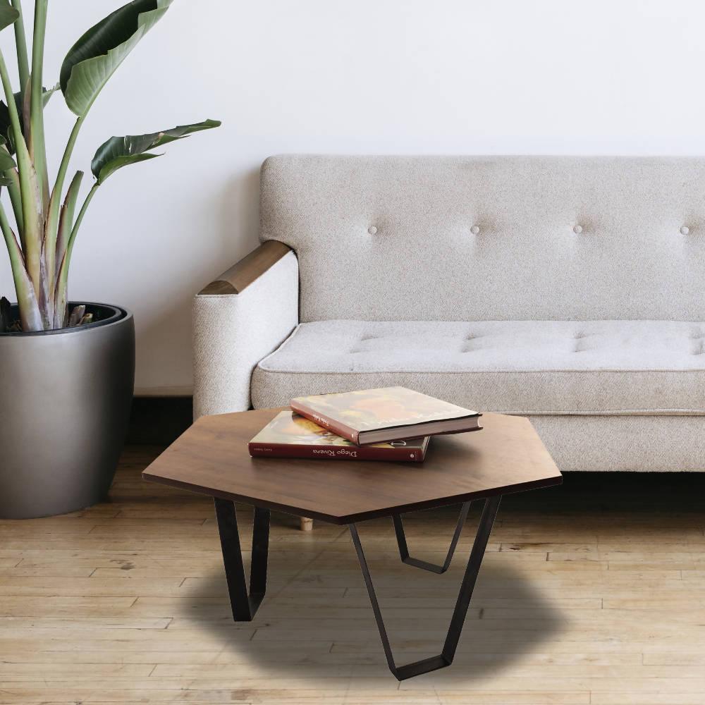 Mesa De Centro Hexagonal Nice DKO Amaretto - VIRTUAL MUEBLES