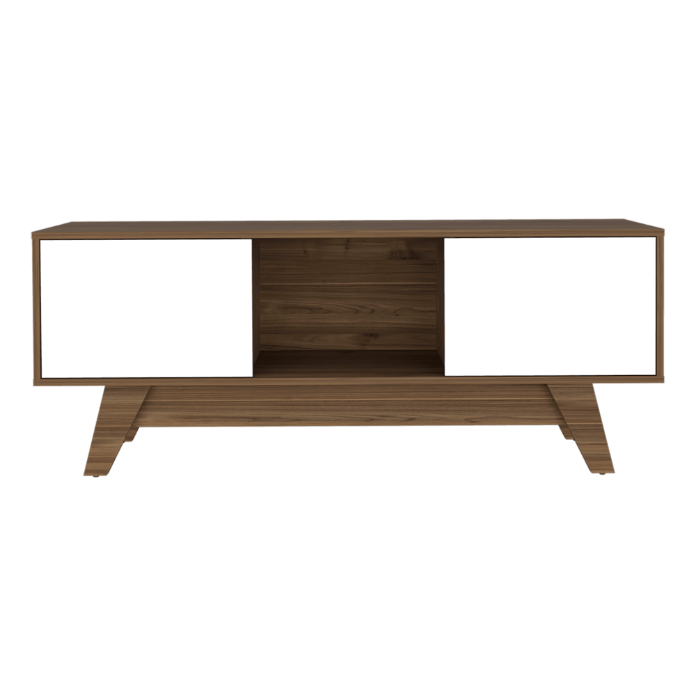 Mesa de Tv Rizzo, Castaño y Blanco Duqueza, con Espacio Para Televisor - VIRTUAL MUEBLES