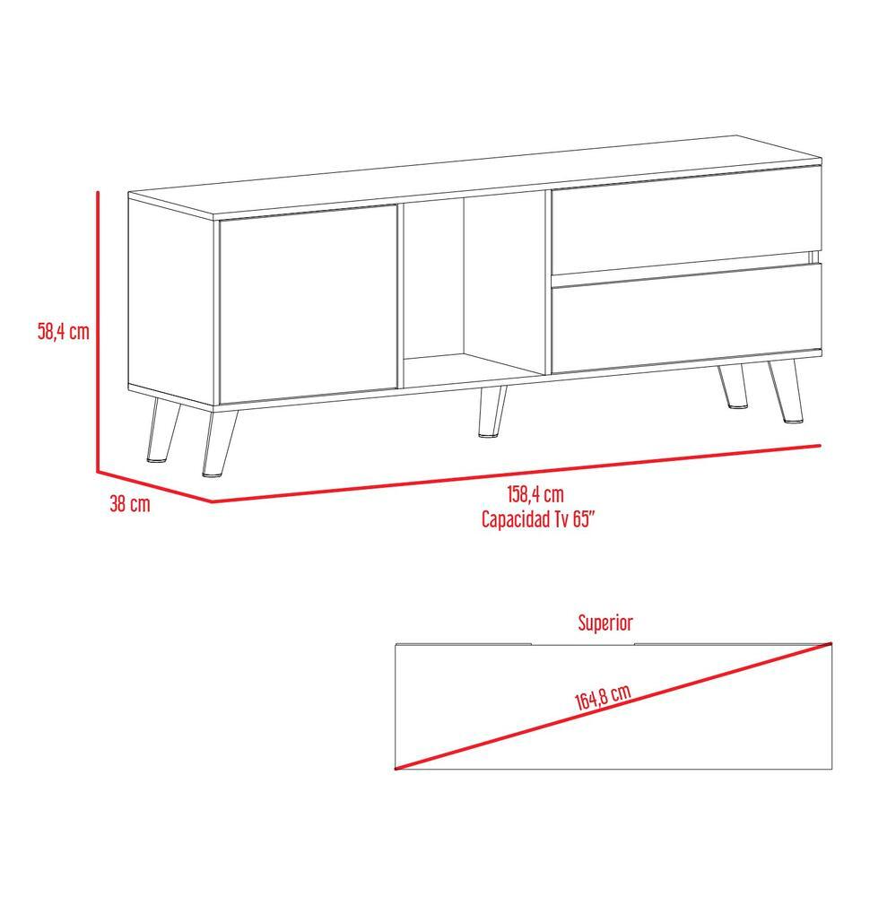 Mesa Para Tv Nashira, Macadamia y Plata Oscuro, con Espacio Para Televisor de Hasta 65 Pulgadas - VIRTUAL MUEBLES