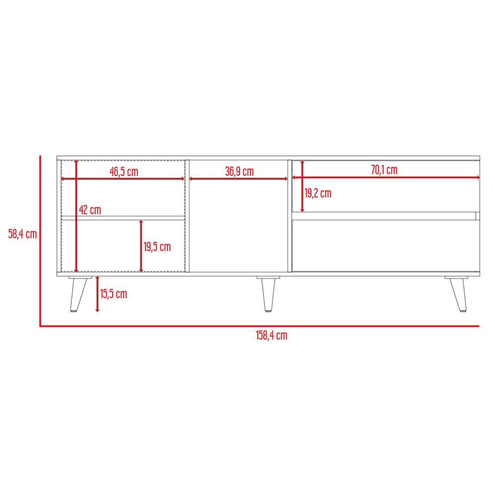 Mesa Para Tv Nashira, Macadamia y Plata Oscuro, con Espacio Para Televisor de Hasta 65 Pulgadas - VIRTUAL MUEBLES