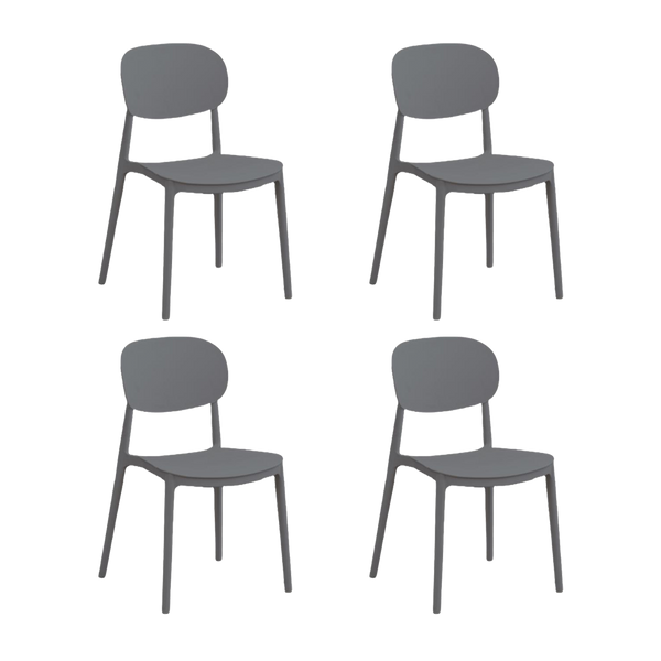 Silla Milan, Color Gris Oscuro, Con espaldar y diseño Moderno X4