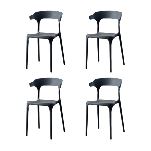 Silla Elena, Color Negro, Con espaldar y diseño Moderno X4