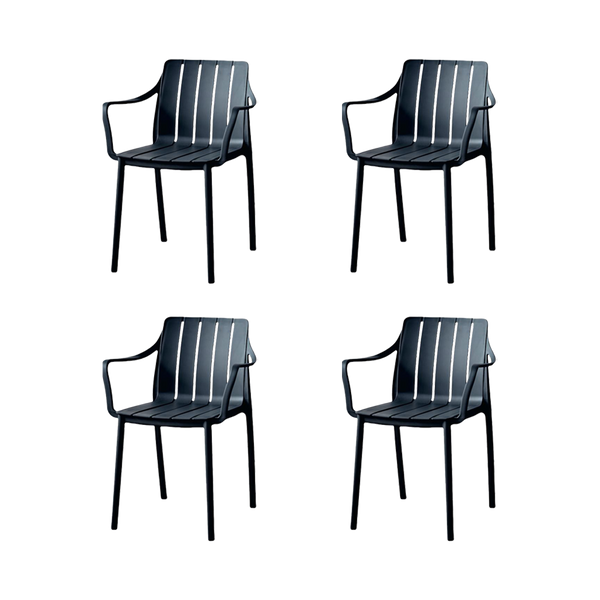 Silla Alice Con Brazos, Color Negro, Con espaldar y diseño minimalista X4