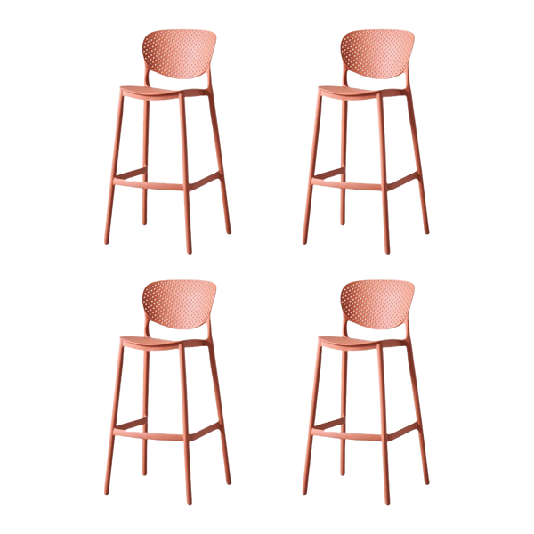 Butaco para Barra Rio, Color Terracota, Diseño Moderno X4