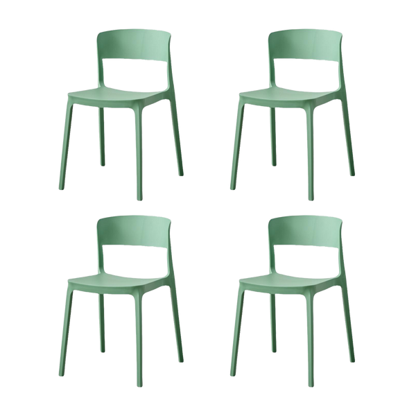 Silla Monaco, Color Verde Oliva, Con espaldar y diseño Moderno X4