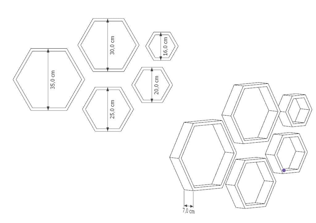 Set de Repisas Hexagonales Grace, Beige, X10 Unidades - VIRTUAL MUEBLES