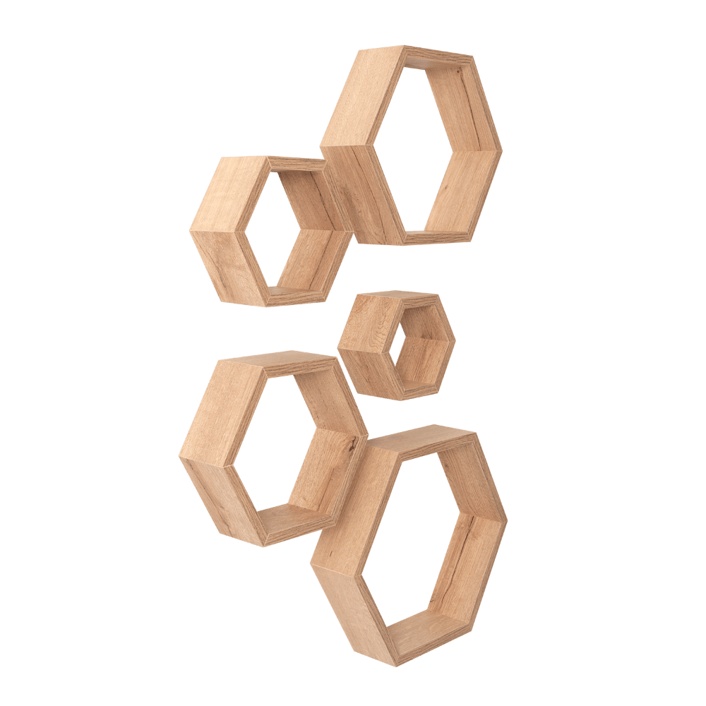 Set de Repisas Hexagonales Grace, Beige, X10 Unidades - VIRTUAL MUEBLES