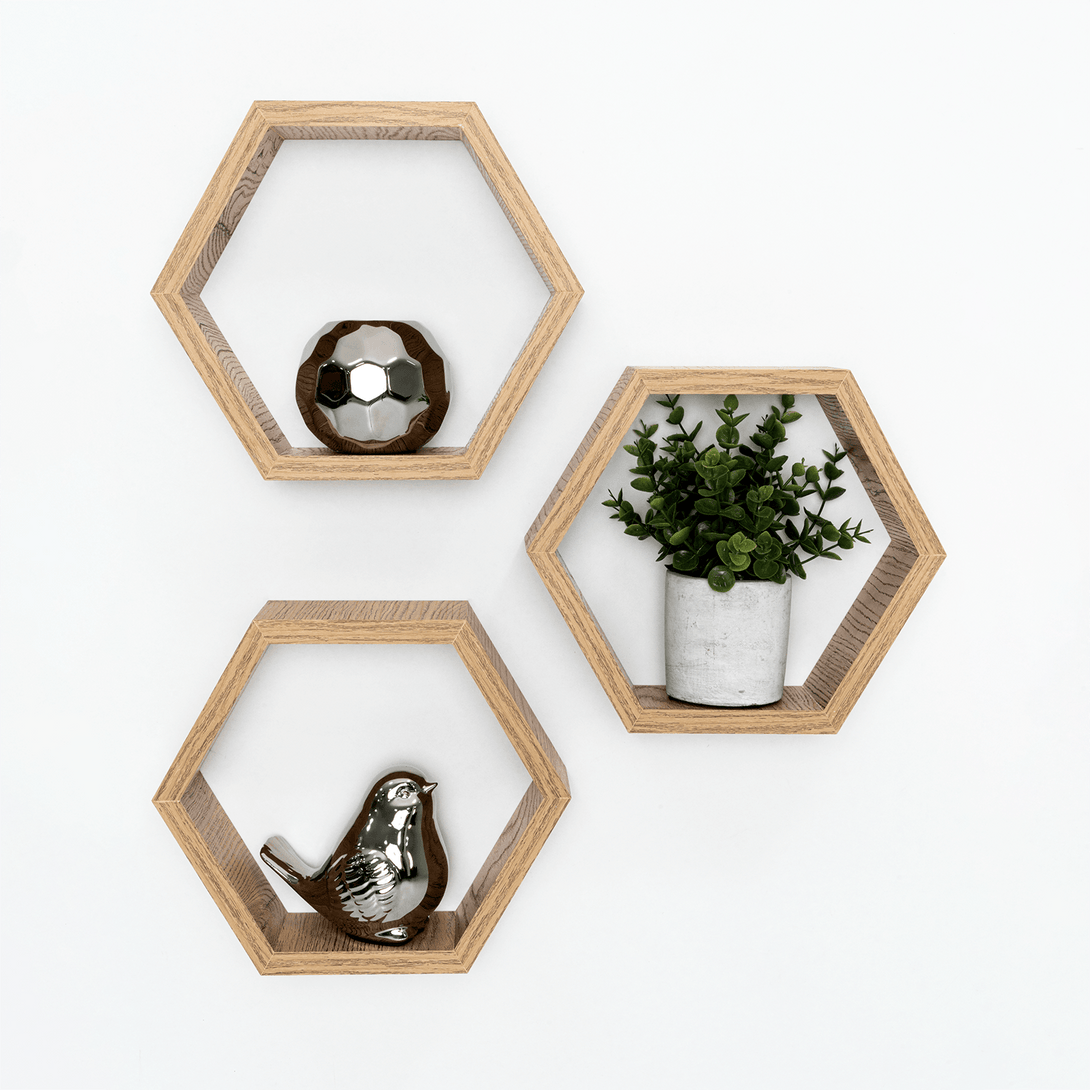 Set de Repisas Hexagonal Hades, Beige, X6 Unidades - VIRTUAL MUEBLES