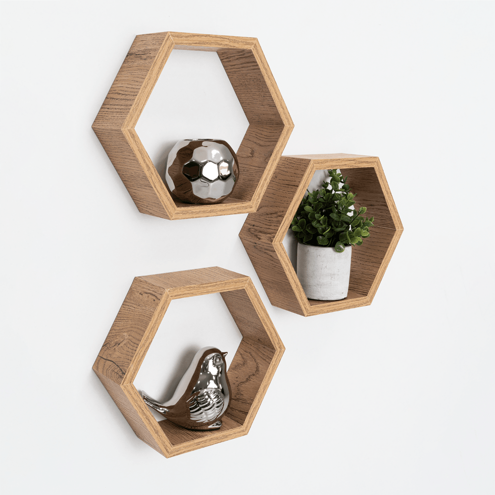 Set de Repisas Hexagonal Hades, Beige, X6 Unidades - VIRTUAL MUEBLES