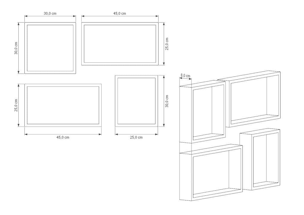 Set de Repisas Rectangulares Utah, Beige, X 4 Unidades - VIRTUAL MUEBLES