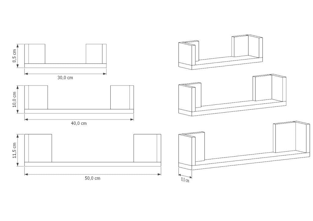 Set de Repisas en U Eva, Beige, X6 Unidades - VIRTUAL MUEBLES