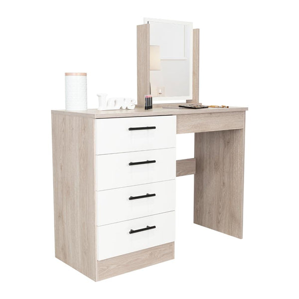 Mueble Tocador Lady, Humo y Blanco Duqueza,