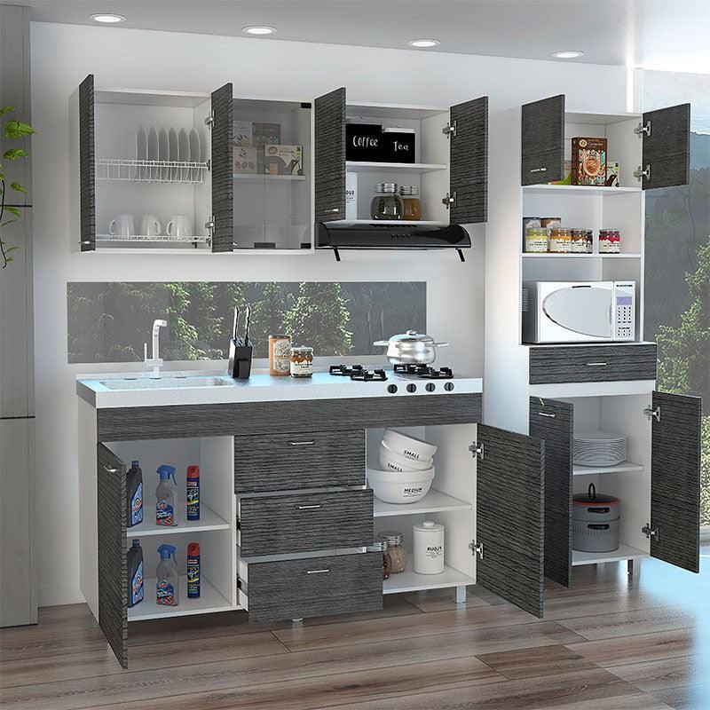 Cocina Integral Venecia color Gris y Blanco.