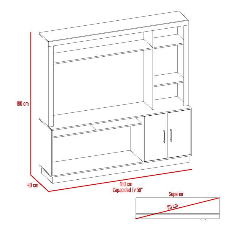 Combo para Sala Romeral, incluye Mesa para TV y Biblioteca.