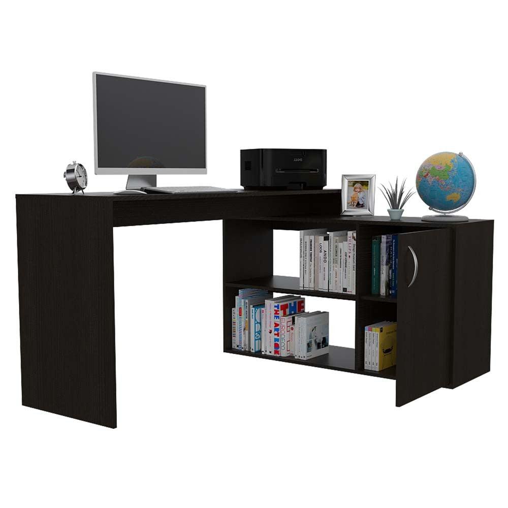 Combo para Oficina, Preto, incluye Escritorio y Silla de Escritorio, Wengue - VIRTUAL MUEBLES